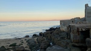 View of Monterey Bay from the beach by Cannery Row.