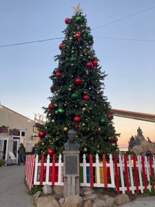 A decorated Christmas tree in Cannery Row, Monterey, CA.